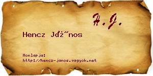 Hencz János névjegykártya
